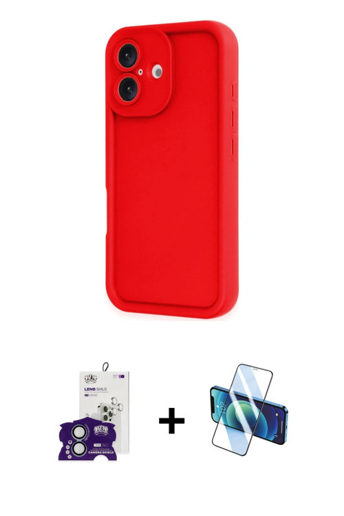 ieg™ iPhone 16 Kılıf Yankı Yansıma Özel Seri - Siyah 3D Antistatik Seramik Nano Ekran Koruyucu + Yeş