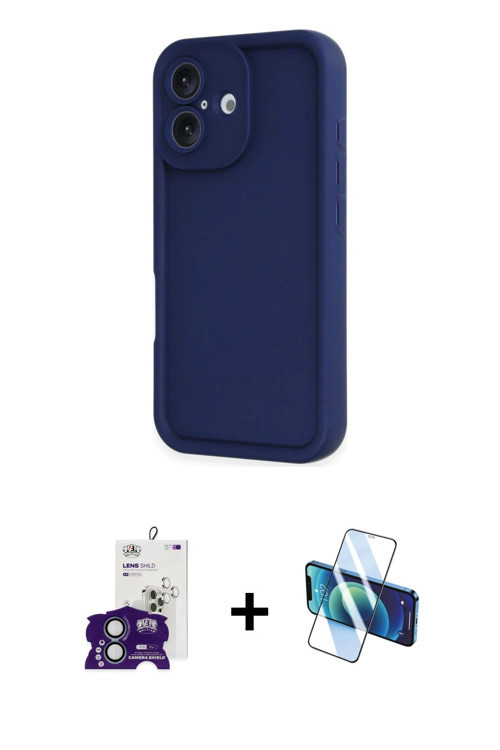 ieg™ iPhone 16 Kılıf Yankı Yansıma Özel Seri - Siyah 3D Antistatik Seramik Nano Ekran Koruyucu + Yeş