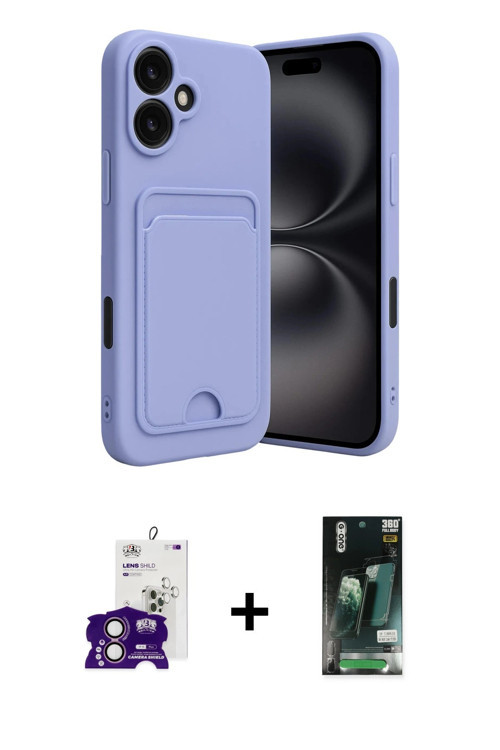 ieg™ iPhone 16 Kılıf Vadi Çizgi Prime - Siyah 360 Mat Full Body Arka Koruyucu + Pembe Bilvis Titan K