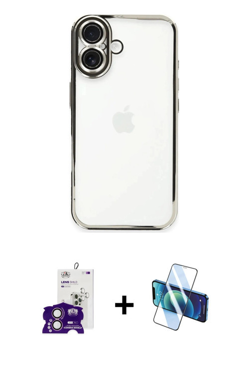 ieg™ iPhone 16 Kılıf Vadi Minimal - Siyah 3D Antistatik Seramik Nano Ekran Koruyucu + Pembe Bilvis T