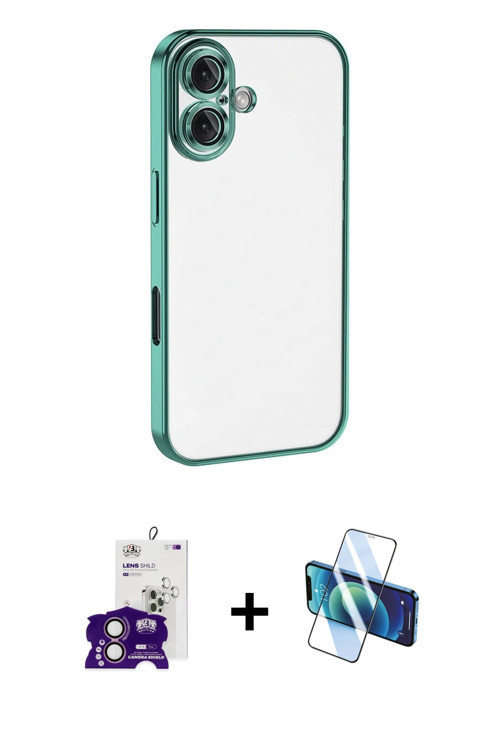 ieg™ iPhone 16 Kılıf Vadi Minimal - Siyah 3D Antistatik Seramik Nano Ekran Koruyucu + Pembe Bilvis T