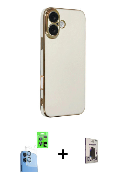 ieg™ iPhone 16 Kılıf Yankı Serisi - Siyah Bilvis Hayalet Cam Ekran Koruyucu + Lacivert Raze Metal Ka