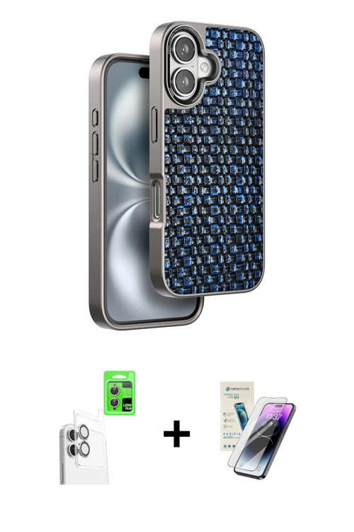 ieg™ iPhone 16 Kılıf Siluet Form Serisi - Şeffaf Pasifik Cam Ekran Koruyucu + Beyaz Raze Metal Kamer