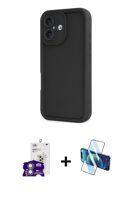 ieg™ iPhone 16 Kılıf Yankı Yansıma Özel Seri - Siyah 3D Antistatik Seramik Nano Ekran Koruyucu + Güm