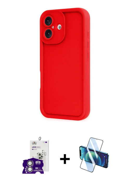 ieg™ iPhone 16 Kılıf Yankı Yansıma Özel Seri - Siyah 3D Antistatik Seramik Nano Ekran Koruyucu + Güm