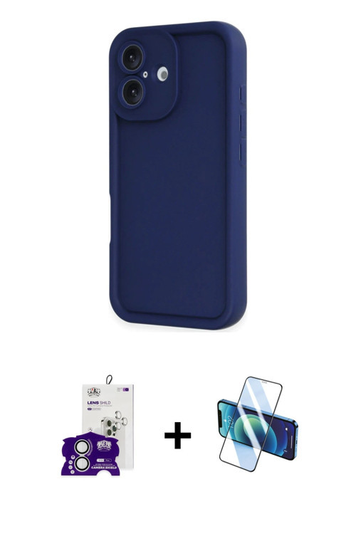 ieg™ iPhone 16 Kılıf Yankı Yansıma Özel Seri - Siyah 3D Antistatik Seramik Nano Ekran Koruyucu + Güm