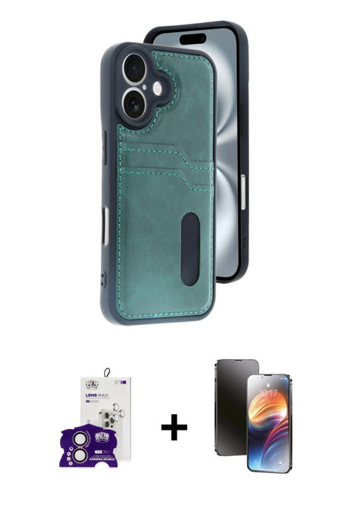 ieg™ iPhone 16 Kılıf Yörünge Işık Serisi - Siyah 3D Antistatik Mat Seramik Nano Ekran Koruyucu + Pem