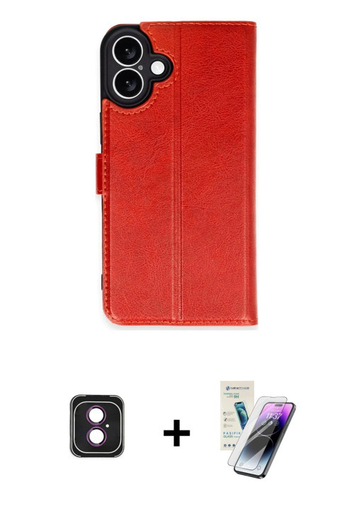 ieg™ iPhone 16 Kılıf Siluet Işık Serisi - Şeffaf Pasifik Cam Ekran Koruyucu + Pembe PVD Metal Kamera