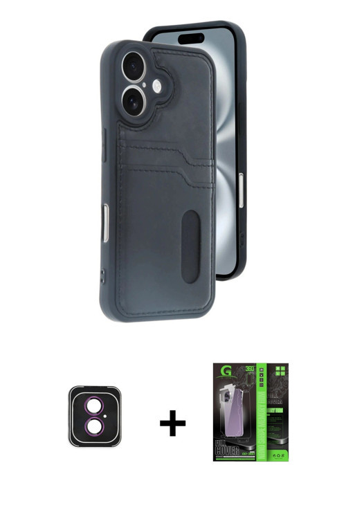 ieg™ iPhone 16 Kılıf Yörünge Işık Serisi - Şeffaf 360 Full Body Arka Koruyucu + Pembe PVD Metal Kame