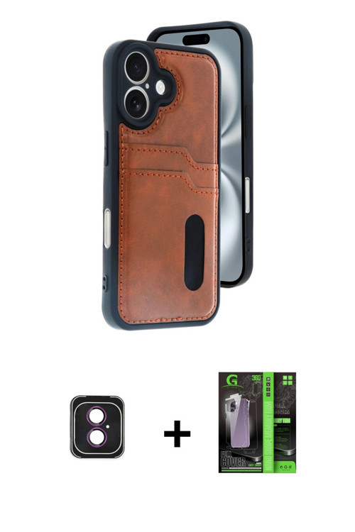 ieg™ iPhone 16 Kılıf Yörünge Işık Serisi - Şeffaf 360 Full Body Arka Koruyucu + Pembe PVD Metal Kame