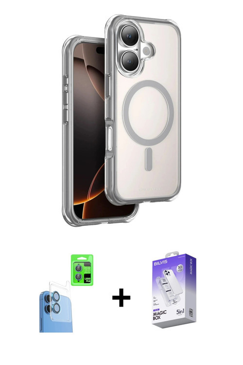 ieg™ iPhone 16 Kılıf Zirve Klasik Prime - Siyah Bilvis 5in1 3D Magic Cam Ekran Koruyucu + Lacivert R