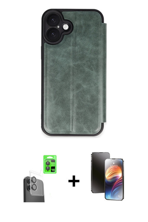 ieg™ iPhone 16 Kılıf Zirve Yansıma Serisi - Siyah 3D Antistatik Mat Seramik Nano Ekran Koruyucu + Si