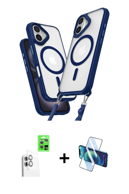 ieg™ iPhone 16 Plus Kılıf Atlas Doku Koleksiyonu - Siyah 3D Antistatik Seramik Nano Ekran Koruyucu +