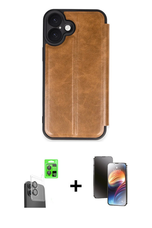 ieg™ iPhone 16 Kılıf Zirve Yansıma Serisi - Siyah 3D Antistatik Mat Seramik Nano Ekran Koruyucu + Si
