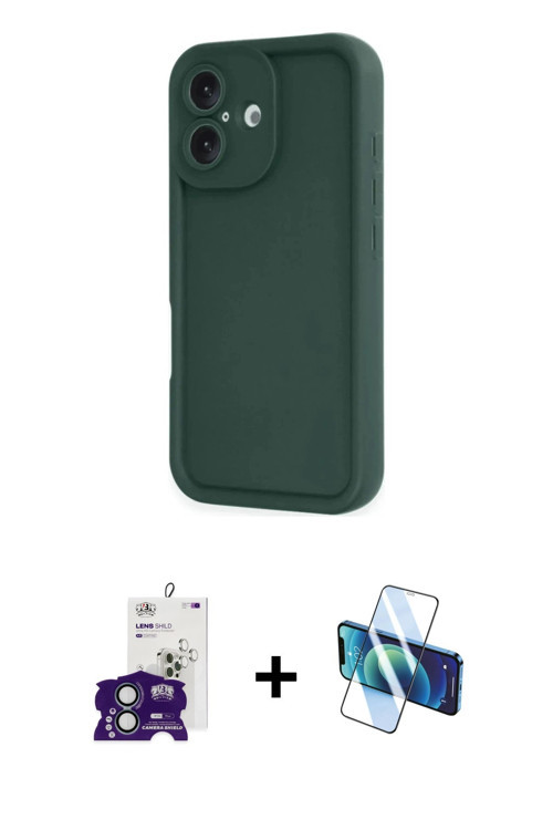 ieg™ iPhone 16 Kılıf Yankı Yansıma Özel Seri - Siyah 3D Antistatik Seramik Nano Ekran Koruyucu + Yeş