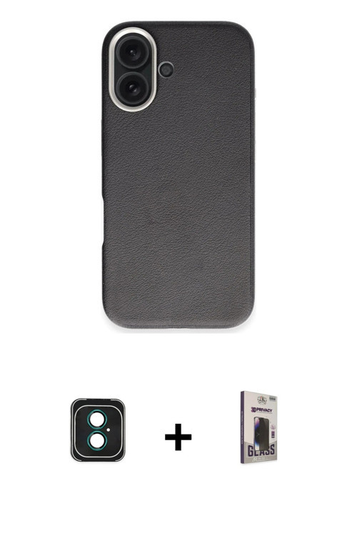 ieg™ iPhone 16 Kılıf Zirve Modern Prime - Siyah Bilvis Hayalet Cam Ekran Koruyucu + Yeşil PVD Metal