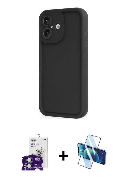 ieg™ iPhone 16 Kılıf Yankı Yansıma Özel Seri - Siyah 3D Antistatik Seramik Nano Ekran Koruyucu + Yeş
