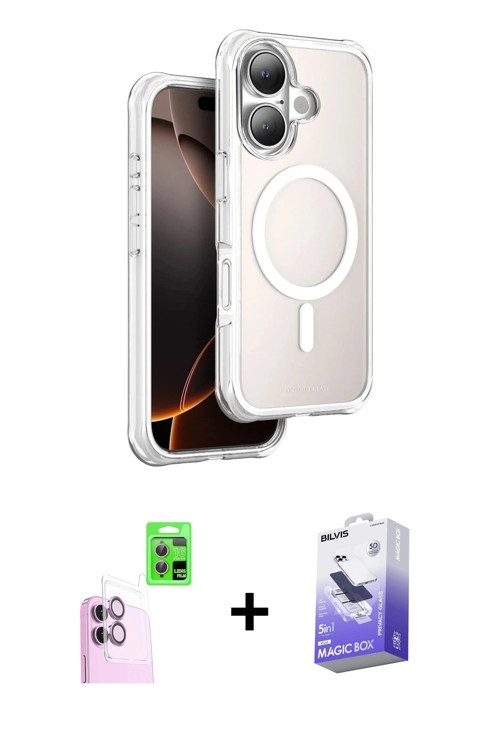 ieg™ iPhone 16 Kılıf Zirve Klasik Prime - Siyah Bilvis 5in1 5D Magic Hayalet Cam Ekran Koruyucu + Pe