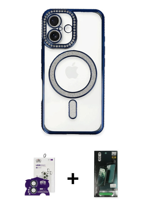 ieg™ iPhone 16 Kılıf Zirve Doku Prime - Siyah 360 Mat Full Body Arka Koruyucu + Yeşil Bilvis Titan K