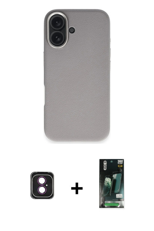 ieg™ iPhone 16 Kılıf Zirve Modern Prime - Siyah 360 Mat Full Body Arka Koruyucu + Pembe PVD Metal Ka