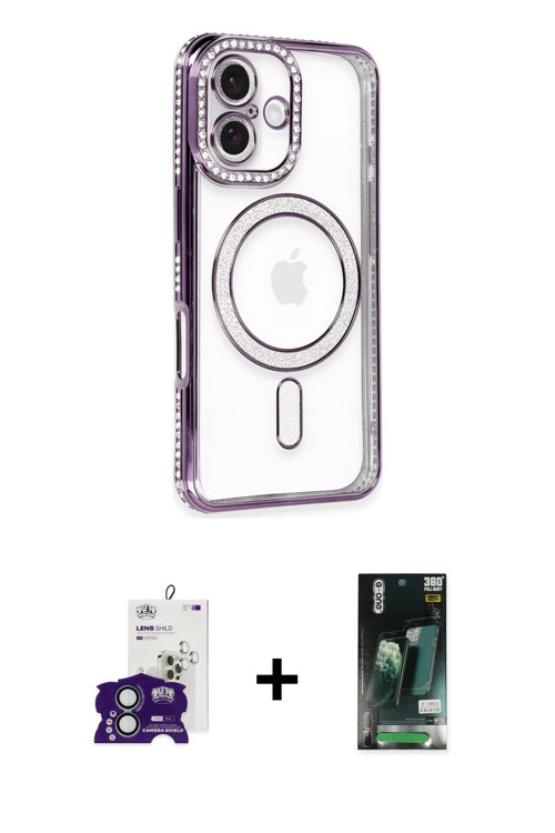 ieg™ iPhone 16 Kılıf Zirve Doku Prime - Siyah 360 Mat Full Body Arka Koruyucu + Yeşil Bilvis Titan K