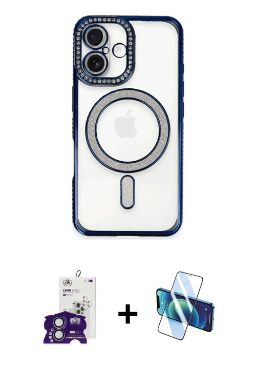 ieg™ iPhone 16 Kılıf Zirve Doku Prime - Siyah 3D Antistatik Seramik Nano Ekran Koruyucu + Yeşil Bilv