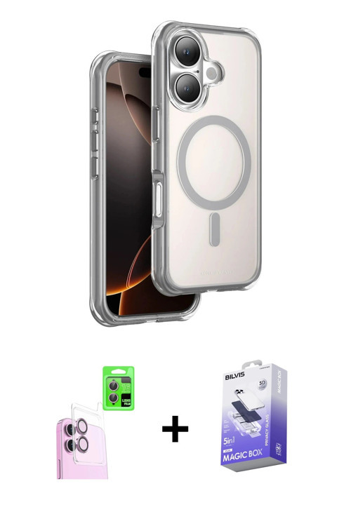 ieg™ iPhone 16 Kılıf Zirve Klasik Prime - Siyah Bilvis 5in1 5D Magic Hayalet Cam Ekran Koruyucu + Pe