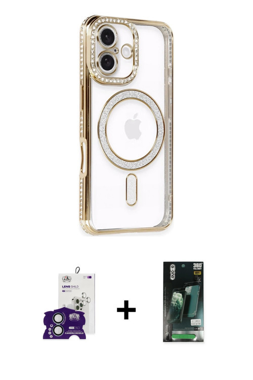 ieg™ iPhone 16 Kılıf Zirve Doku Prime - Siyah 360 Mat Full Body Arka Koruyucu + Yeşil Bilvis Titan K