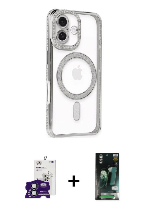 ieg™ iPhone 16 Kılıf Zirve Doku Prime - Siyah 360 Mat Full Body Arka Koruyucu + Yeşil Bilvis Titan K