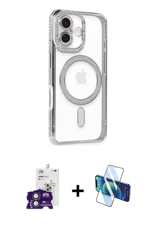ieg™ iPhone 16 Kılıf Zirve Doku Prime - Siyah 3D Antistatik Seramik Nano Ekran Koruyucu + Yeşil Bilv