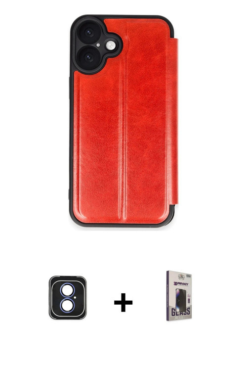 ieg™ iPhone 16 Kılıf Zirve Yansıma Serisi - Siyah Bilvis Hayalet Cam Ekran Koruyucu + Mavi PVD Metal