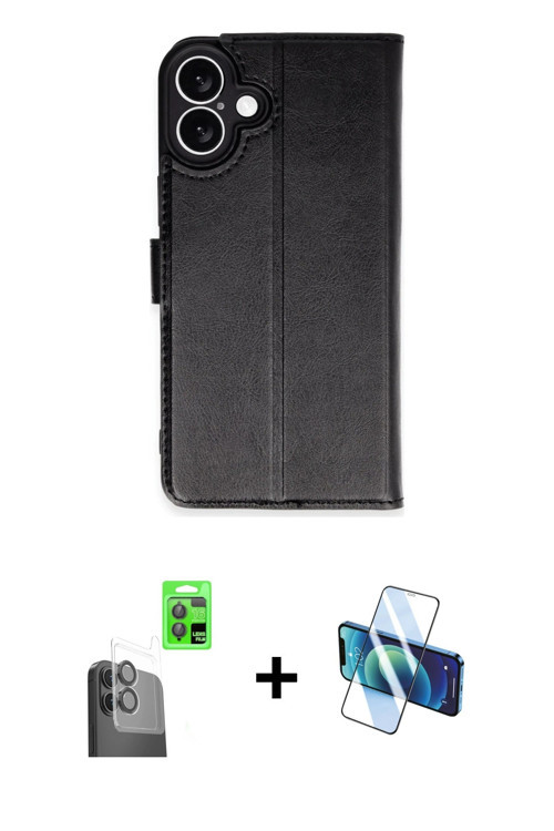 ieg™ iPhone 16 Plus Kılıf Siluet Işık Serisi - Siyah 3D Antistatik Seramik Nano Ekran Koruyucu + Siy
