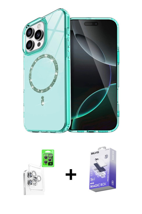 ieg™ iPhone 16 Pro Kılıf Kıvılcım Form Prime - Siyah Bilvis 5in1 5D Magic Hayalet Cam Ekran Koruyucu