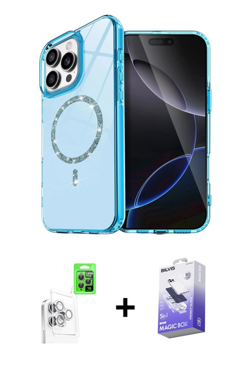 ieg™ iPhone 16 Pro Kılıf Kıvılcım Form Prime - Siyah Bilvis 5in1 5D Magic Hayalet Cam Ekran Koruyucu
