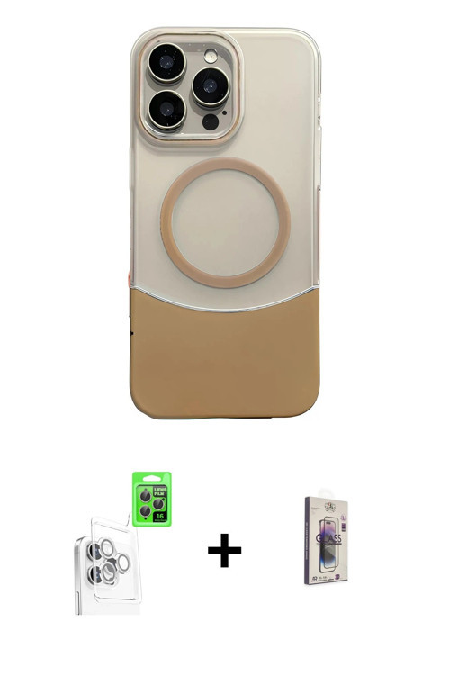 ieg™ iPhone 16 Pro Kılıf Kozmos Form Özel Seri - Siyah Bilvis 3D Cam Ekran Koruyucu + Beyaz Raze Met