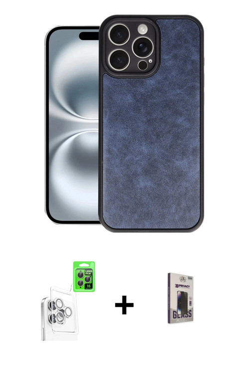 ieg™ iPhone 16 Pro Kılıf Kıvılcım Işık Serisi - Siyah Bilvis Hayalet Cam Ekran Koruyucu + Beyaz Raze