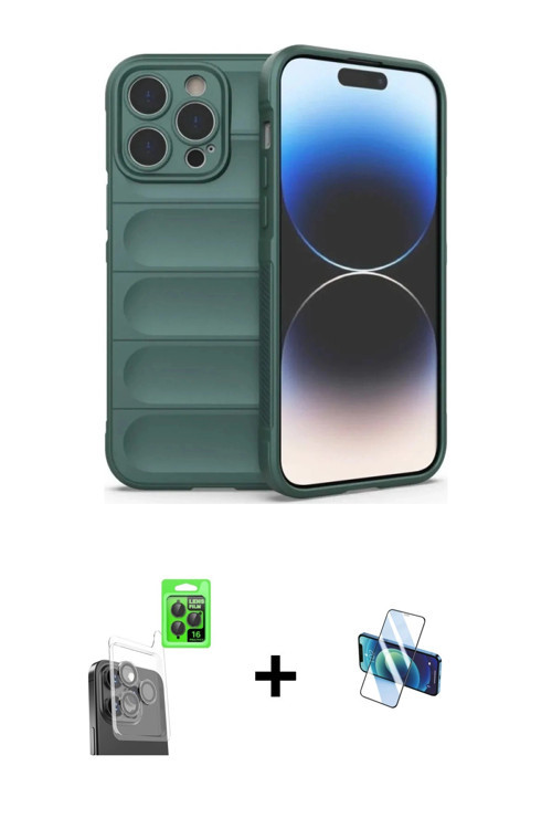 ieg™ iPhone 16 Pro Kılıf Atlas Koleksiyonu - Siyah 3D Antistatik Seramik Nano Ekran Koruyucu + Siyah