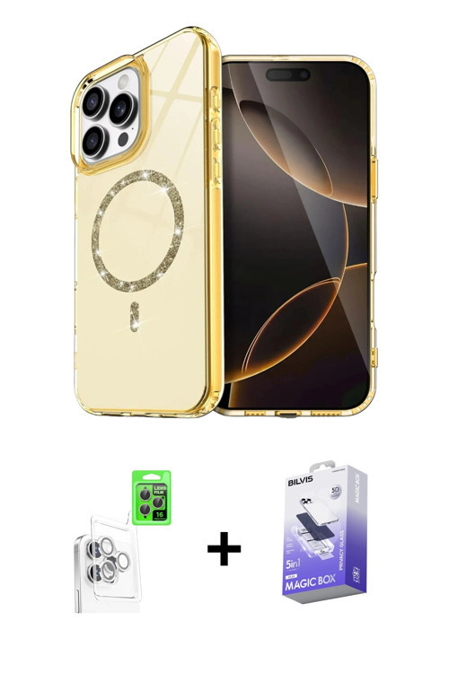ieg™ iPhone 16 Pro Kılıf Kıvılcım Form Prime - Siyah Bilvis 5in1 5D Magic Hayalet Cam Ekran Koruyucu