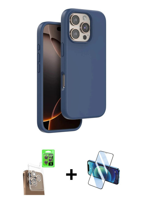 ieg™ iPhone 16 Pro Kılıf Kıvılcım Çizgi Serisi - Siyah 3D Antistatik Cam Ekran Koruyucu + Çöl Titany