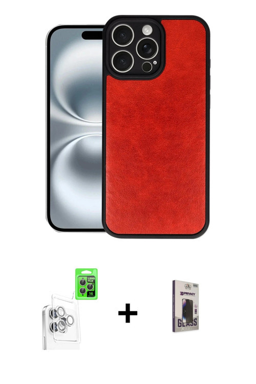 ieg™ iPhone 16 Pro Kılıf Kıvılcım Işık Serisi - Siyah Bilvis Hayalet Cam Ekran Koruyucu + Beyaz Raze