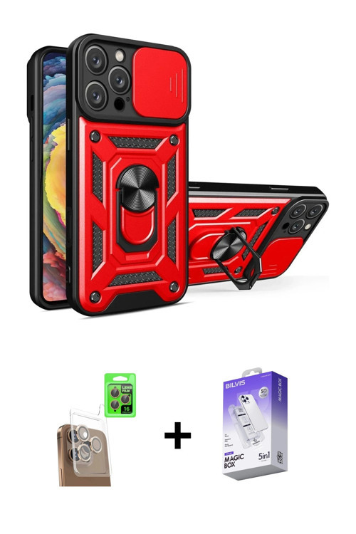 ieg™ iPhone 16 Pro Kılıf Ahenk Klasik - Siyah Bilvis 5in1 3D Magic Cam Ekran Koruyucu + Çöl Titanyum