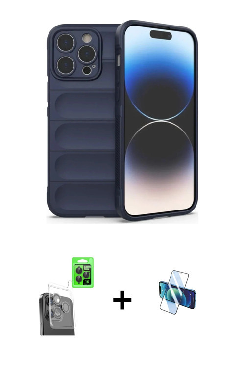 ieg™ iPhone 16 Pro Kılıf Atlas Koleksiyonu - Siyah 3D Antistatik Seramik Nano Ekran Koruyucu + Siyah