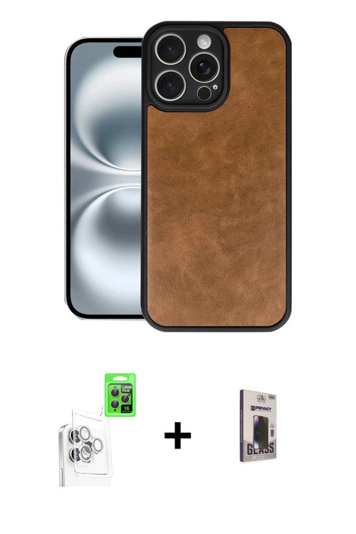 ieg™ iPhone 16 Pro Kılıf Kıvılcım Işık Serisi - Siyah Bilvis Hayalet Cam Ekran Koruyucu + Beyaz Raze