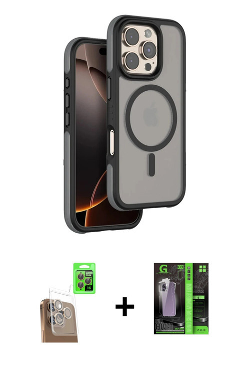 ieg™ iPhone 16 Pro Kılıf Çekirdek Minimal Prime - Şeffaf 360 Full Body Arka Koruyucu + Çöl Titanyum