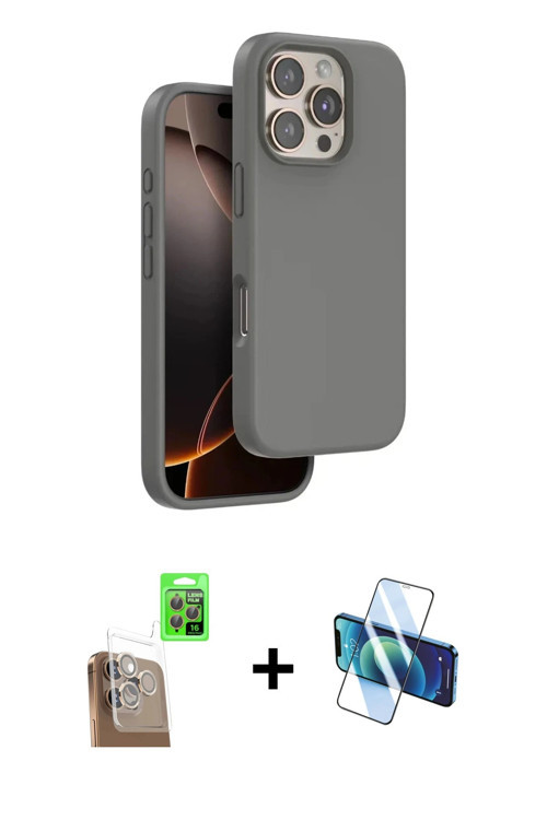 ieg™ iPhone 16 Pro Kılıf Kıvılcım Çizgi Serisi - Siyah 3D Antistatik Cam Ekran Koruyucu + Çöl Titany