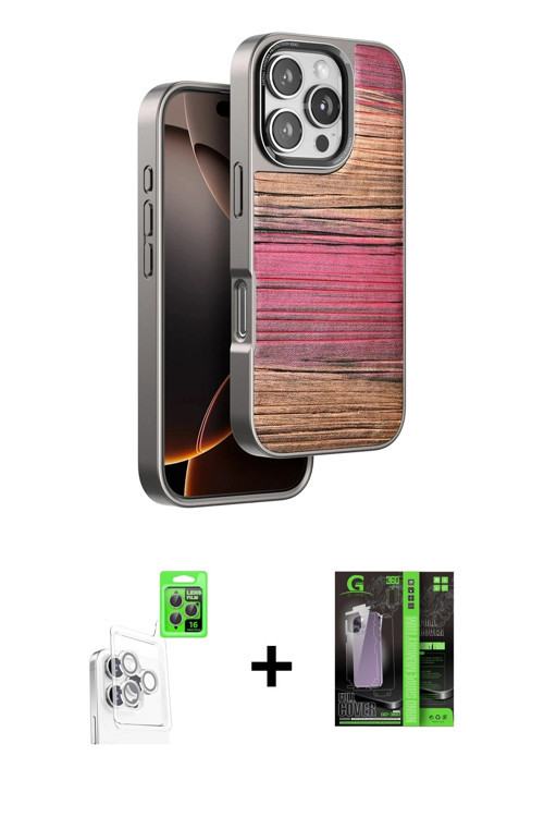 ieg™ iPhone 16 Pro Kılıf Atlas Minimal Özel Seri - Şeffaf 360 Full Body Arka Koruyucu + Beyaz Raze M
