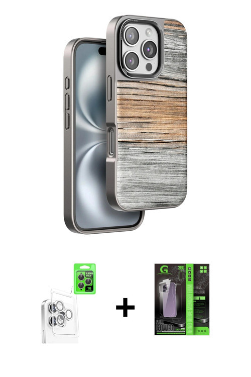 ieg™ iPhone 16 Pro Kılıf Atlas Minimal Özel Seri - Şeffaf 360 Full Body Arka Koruyucu + Beyaz Raze M