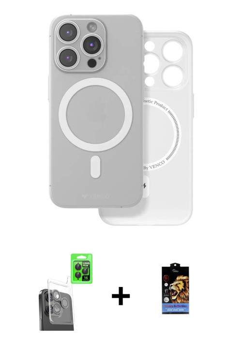 ieg™ iPhone 16 Pro Kılıf Çekirdek Klasik - Siyah Buffer Hayalet Cam Ekran Koruyucu + Siyah Raze Meta