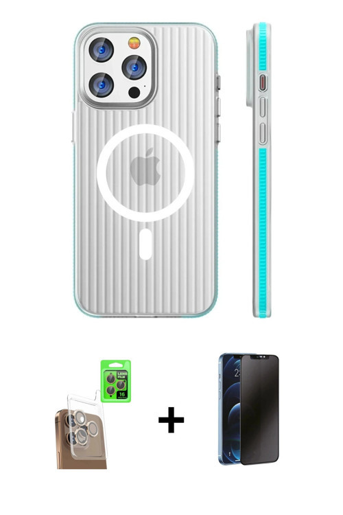 ieg™ iPhone 16 Pro Kılıf Pusula Minimal Koleksiyonu - Siyah 3D Antistatik Hayalet Cam Ekran Koruyucu