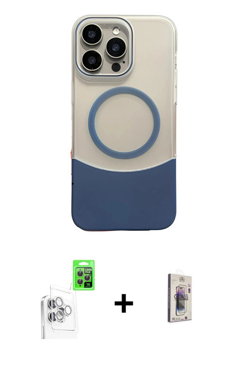 ieg™ iPhone 16 Pro Kılıf Kozmos Form Özel Seri - Siyah Bilvis 3D Cam Ekran Koruyucu + Beyaz Raze Met